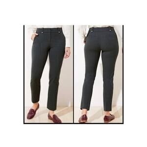 Ann Taylor LOFT 2 PETITES Curvy Slim Stretch Dress Pants dark green/gray & Gold